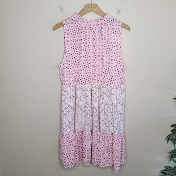 Ces Femme | Pink Geometric Diamond Mixed Print Tiered Dress - Picture 6 of 6